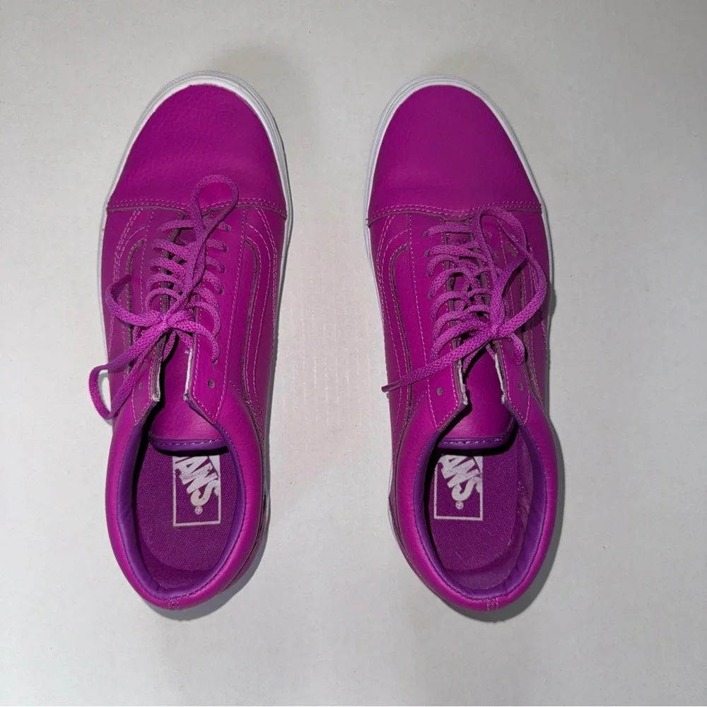 Vans Leather Old Skool Women's Fuchsia Sneakers - Picture 13 of 13